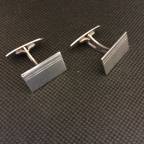 DANISH SILVER CUFF LINKS 1950S BY SILVER COVE - ADDITIONAL PHOTO 2