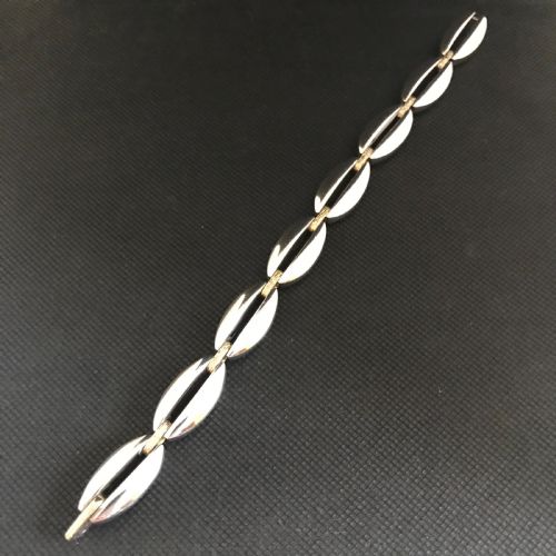 georg jensen silver bracelet with 18ct gold detail - CATEGORY: ANTIQUE JEWELLERY - DATED 1960