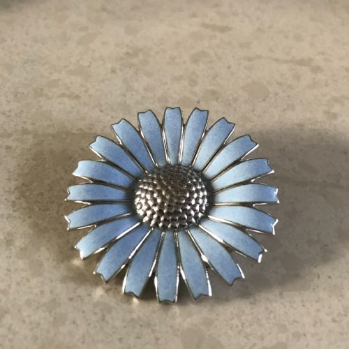 GEORG JENSEN SILVER AND ENAMEL DAISY BROOCH - ADDITIONAL PHOTO 1