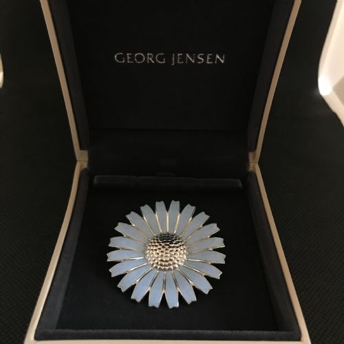 GEORG JENSEN SILVER AND ENAMEL DAISY BROOCH - ADDITIONAL PHOTO 3