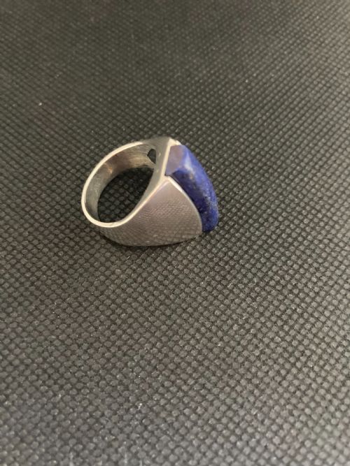 DANISH SILVER RING WITH LAPIS LAZULI 1960S BY N E FROM - ADDITIONAL PHOTO 3