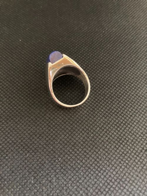 DANISH SILVER RING WITH LAPIS LAZULI 1960S BY N E FROM - ADDITIONAL PHOTO 4