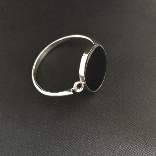 danish silver bangle with onyx 1960s by n e from - CATEGORY: ANTIQUE JEWELLERY - DATED 1960