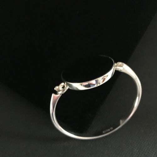 DANISH SILVER BANGLE WITH ONYX 1960S BY N E FROM - ADDITIONAL PHOTO 2