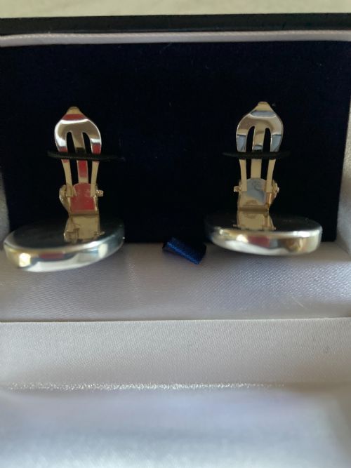 DANISH SILVER AND ONYX EAR CLIPS 1960S BY N E FROM - ADDITIONAL PHOTO 4