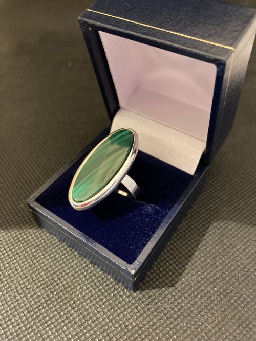 danish silver ring with malachite 1960s by n e from - CATEGORY: ANTIQUE LIGHTING - DATED 1960
