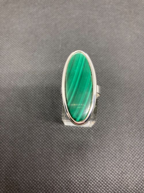 DANISH SILVER RING WITH MALACHITE 1960S BY N E FROM - ADDITIONAL PHOTO 3
