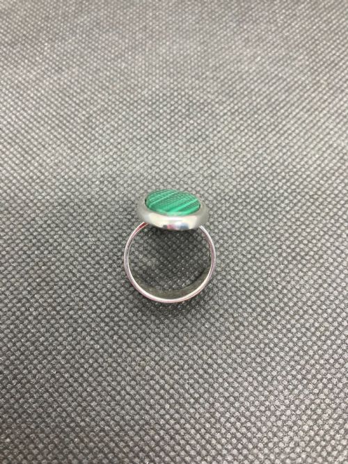 DANISH SILVER RING WITH MALACHITE 1960S BY N E FROM - ADDITIONAL PHOTO 4