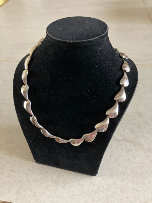 Georg Jensen " Lotus" Danish Silver Necklace. 1960s