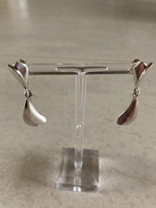 GEORG JENSEN SILVER LOTUS EARRINGS 1960S - ADDITIONAL PHOTO 1