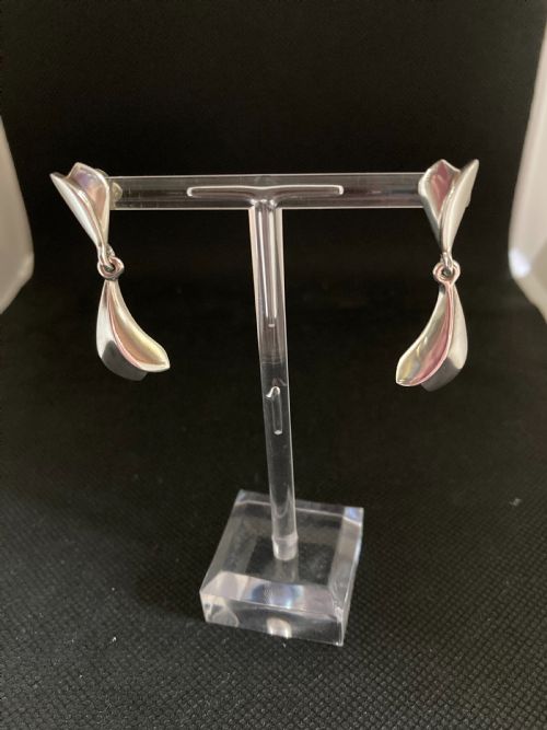 GEORG JENSEN SILVER LOTUS EARRINGS 1960S - ADDITIONAL PHOTO 2