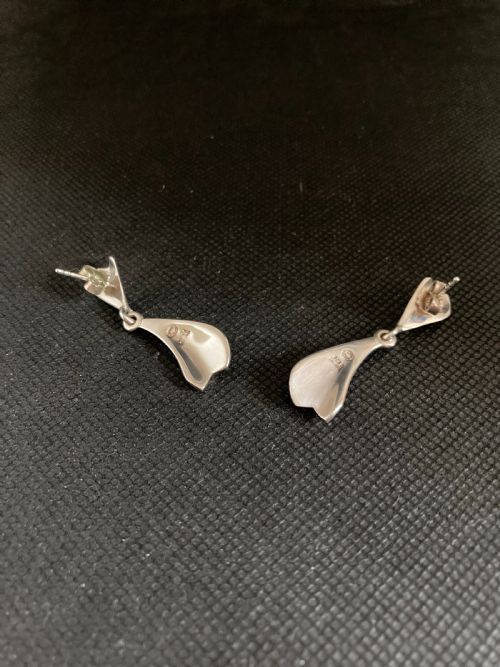 GEORG JENSEN SILVER LOTUS EARRINGS 1960S - ADDITIONAL PHOTO 3