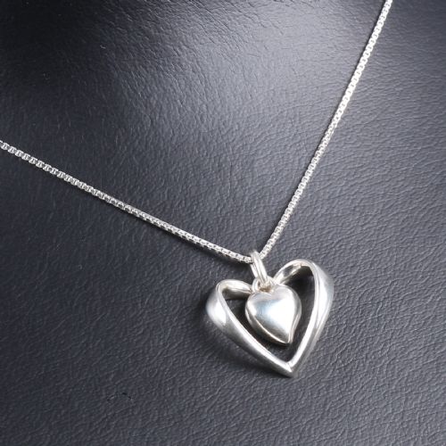 GEORG JENSEN DANISH SILVER HEART PENDANT - ADDITIONAL PHOTO 2