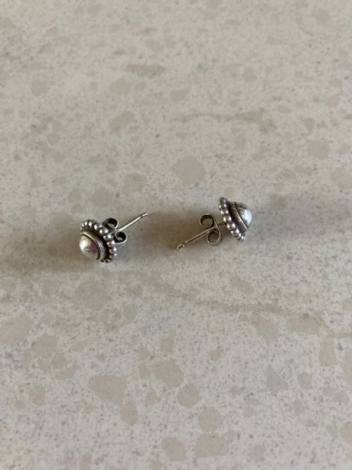 GEORG JENSEN DANISH SILVER EARRINGS 1950S - ADDITIONAL PHOTO 3