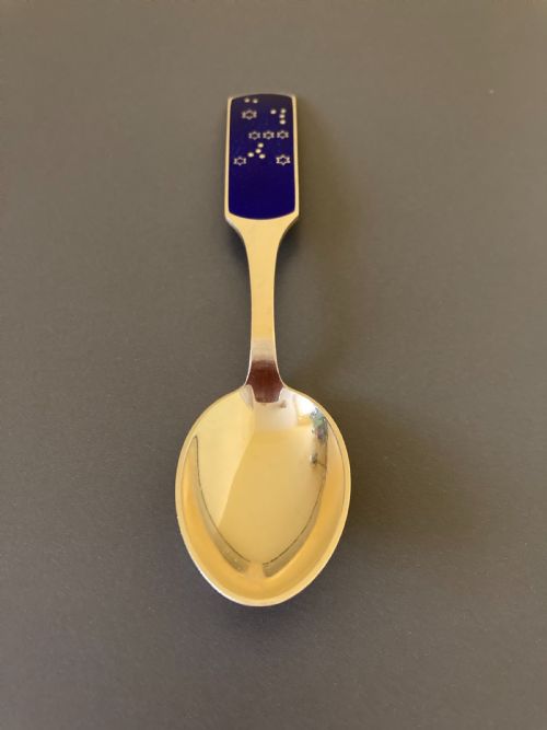danish silver gilt and enamel christmas spoon1964 - CATEGORY: ANTIQUE SILVER - DATED 1960