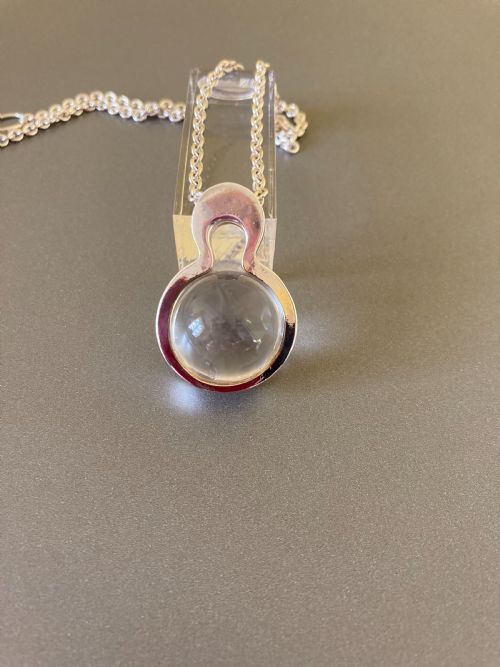 DANISH SILVER CRYSTAL BALL PENDANT 1960S BY KURT NIELSEN - ADDITIONAL PHOTO 1