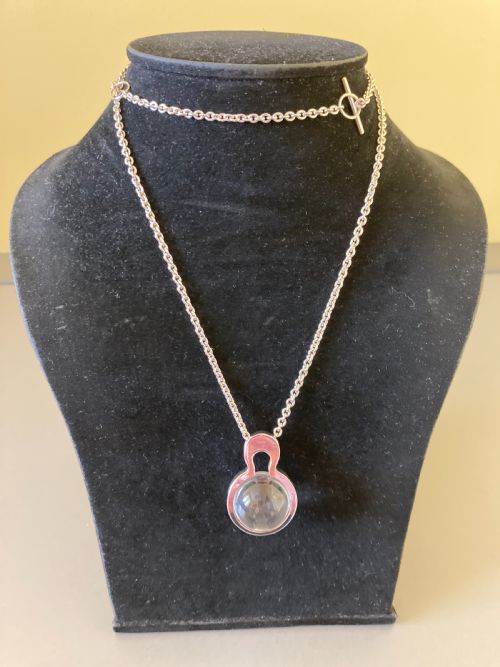 DANISH SILVER CRYSTAL BALL PENDANT 1960S BY KURT NIELSEN - ADDITIONAL PHOTO 2