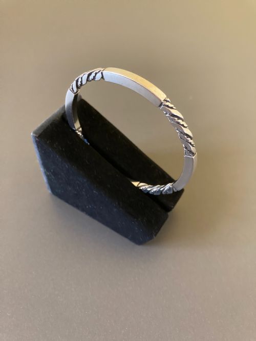 GEORG JENSEN DANISH SILVER TWIST BANGLE NO 17C 1950S - ADDITIONAL PHOTO 1