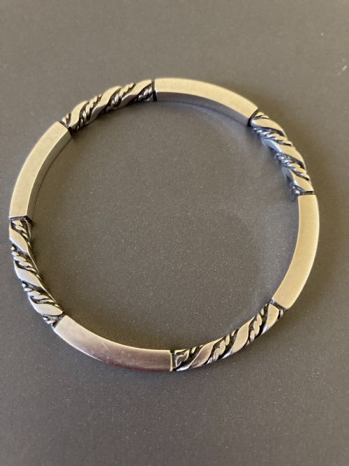 GEORG JENSEN DANISH SILVER TWIST BANGLE NO 17C 1950S - ADDITIONAL PHOTO 2