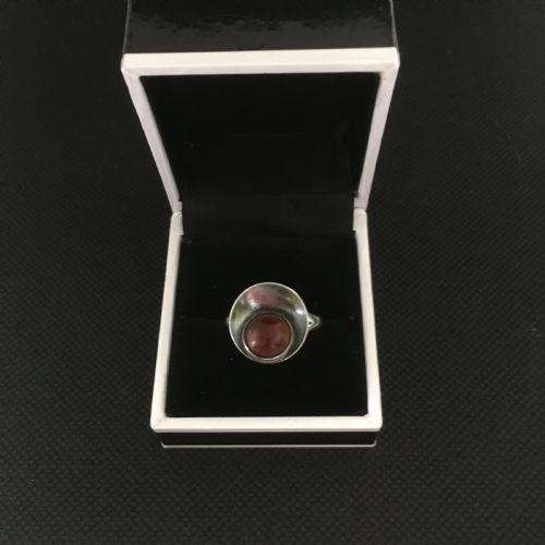 DANISH SILVER AND AMBER RING 1960S BY N E FROM - ADDITIONAL PHOTO 1