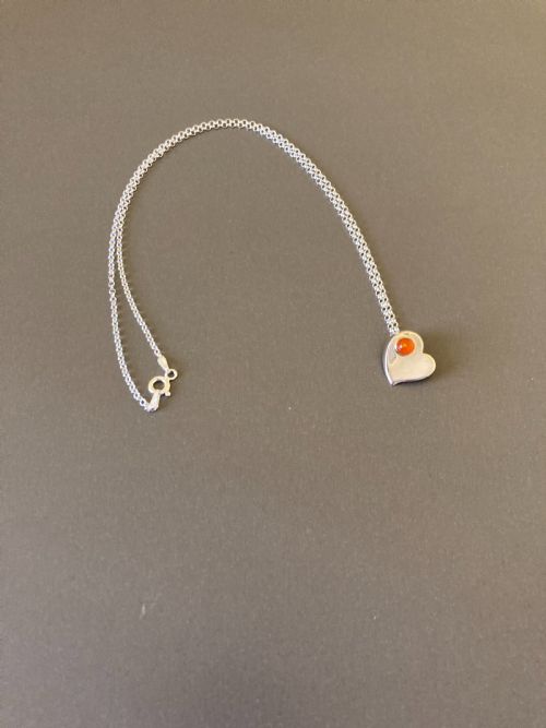 DANISH STERLING SILVER HEART PENDANT WITH AMBER - ADDITIONAL PHOTO 1