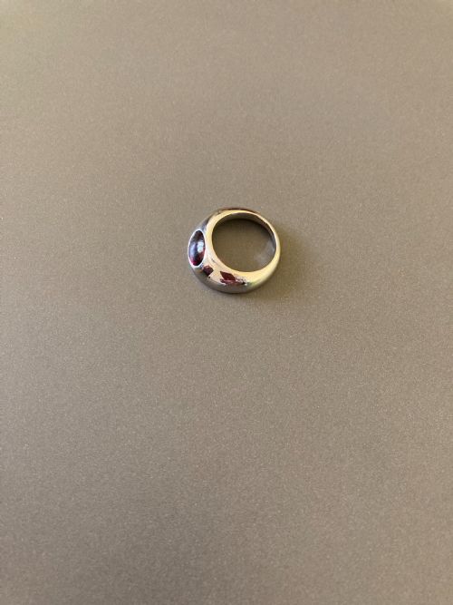 georg jensen 18ct white gold ring with rubillite - CATEGORY: ANTIQUE JEWELLERY - DATED 1960