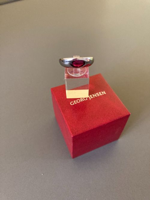 GEORG JENSEN 18CT WHITE GOLD RING WITH RUBILLITE - ADDITIONAL PHOTO 1