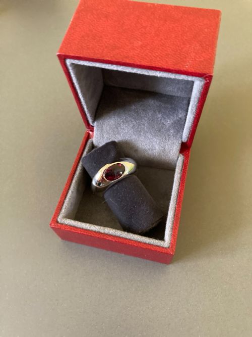GEORG JENSEN 18CT WHITE GOLD RING WITH RUBILLITE - ADDITIONAL PHOTO 2