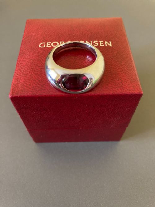 GEORG JENSEN 18CT WHITE GOLD RING WITH RUBILLITE - ADDITIONAL PHOTO 4