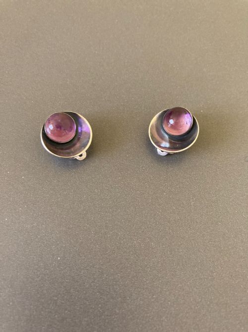 DANISH SILVER EARRINGS WITH AMETHYST BY NIELS ERIK FROM - ADDITIONAL PHOTO 1