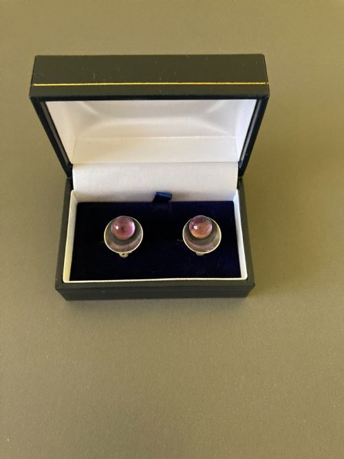 DANISH SILVER EARRINGS WITH AMETHYST BY NIELS ERIK FROM - ADDITIONAL PHOTO 2