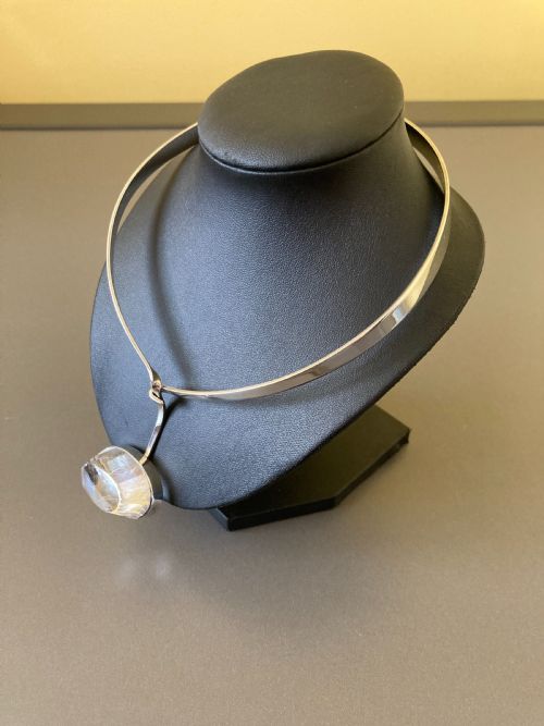 SWEDISH SILVER NECKLACE WITH RUTILATED QUARTZ BY GERT THYSELL - ADDITIONAL PHOTO 1