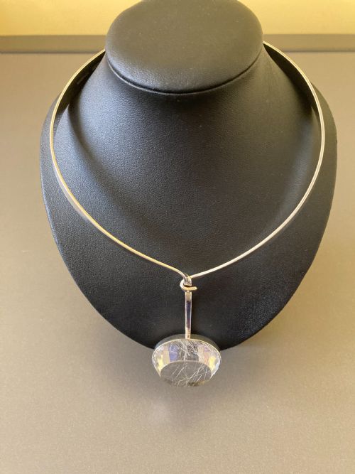 SWEDISH SILVER NECKLACE WITH RUTILATED QUARTZ BY GERT THYSELL - ADDITIONAL PHOTO 2