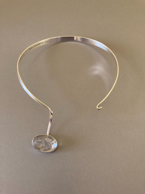 SWEDISH SILVER NECKLACE WITH RUTILATED QUARTZ BY GERT THYSELL - ADDITIONAL PHOTO 4