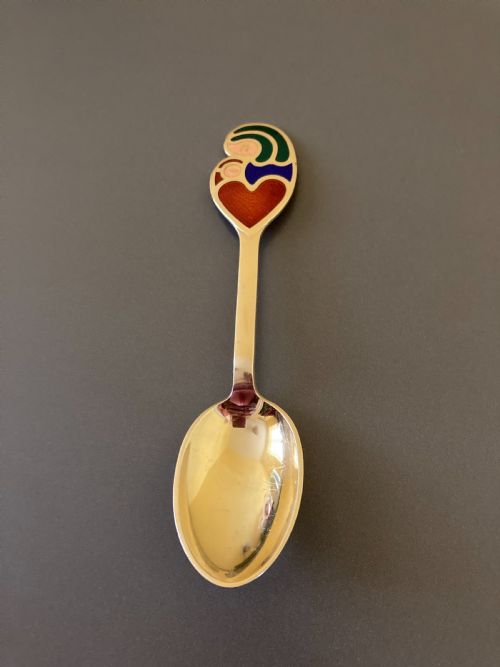 danish silver gilt and enamel christmas spoon 1968 - CATEGORY: ANTIQUE SILVER - DATED 1960