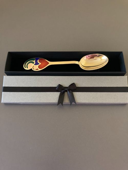 DANISH SILVER GILT AND ENAMEL CHRISTMAS SPOON 1968 - ADDITIONAL PHOTO 3