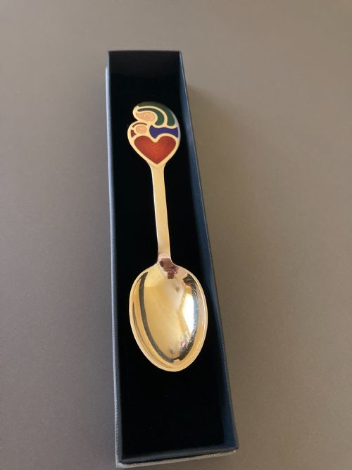DANISH SILVER GILT AND ENAMEL CHRISTMAS SPOON 1968 - ADDITIONAL PHOTO 4