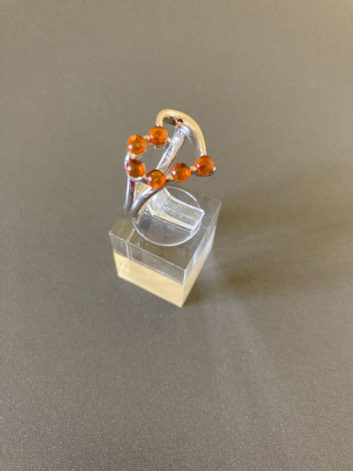 DANISH SILVER RING WITH AMBER 1960S - ADDITIONAL PHOTO 1