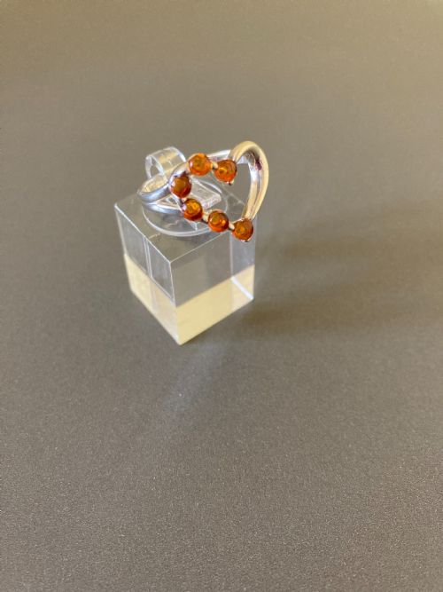 DANISH SILVER RING WITH AMBER 1960S - ADDITIONAL PHOTO 2