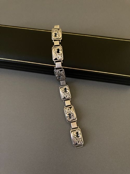 DANISH SILVER BRACELET 1940S BY EILER AND MARLOE - ADDITIONAL PHOTO 4
