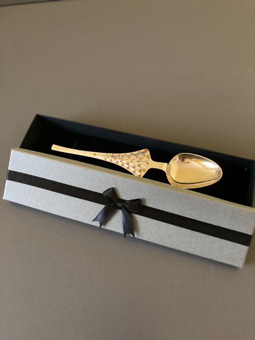 DANISH SILVER GILT AND ENAMEL CHRISTMAS SPOON 1965 - ADDITIONAL PHOTO 3