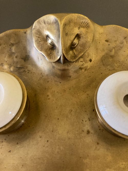 CONTINENTAL BRONZE DOUBLE INKWELL 1920S - ADDITIONAL PHOTO 1