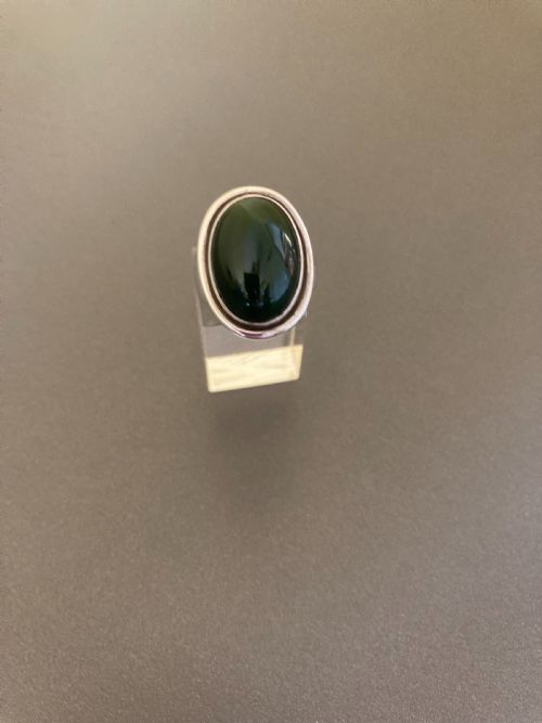 GEORG JENSEN DANISH SILVER RING WITH NEPHRITE 1950S - ADDITIONAL PHOTO 1