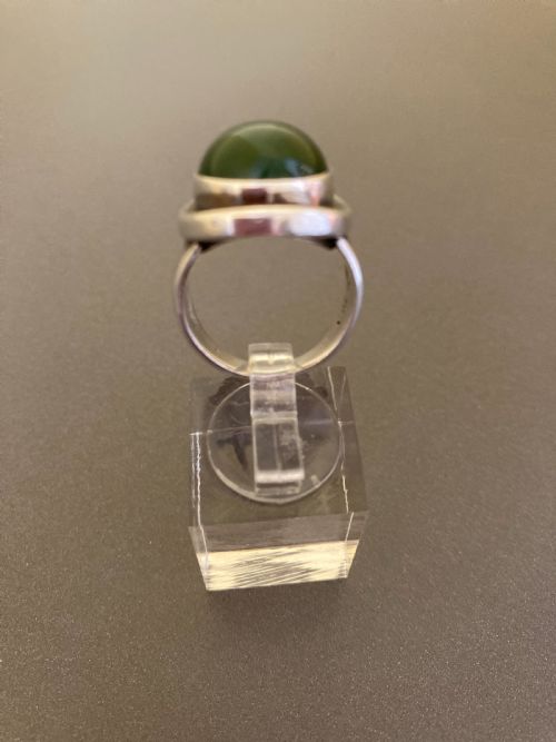 GEORG JENSEN DANISH SILVER RING WITH NEPHRITE 1950S - ADDITIONAL PHOTO 3