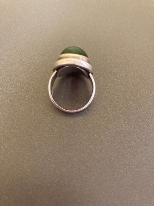 GEORG JENSEN DANISH SILVER RING WITH NEPHRITE 1950S - ADDITIONAL PHOTO 4