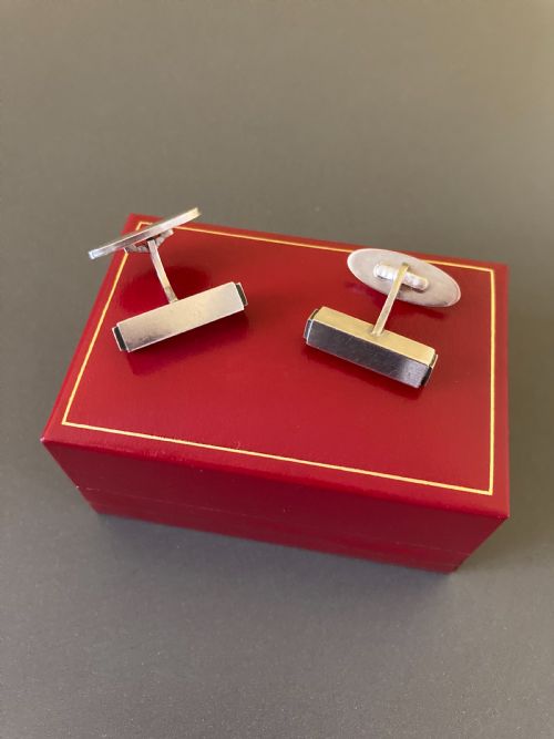 GEORG JENSEN DANISH SILVER CUFF LINKS 1960S - ADDITIONAL PHOTO 3