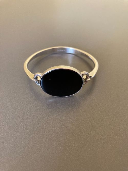 danish silver bangle with black onyx 1960s by niels erik from - CATEGORY: ANTIQUE JEWELLERY - DATED 1960