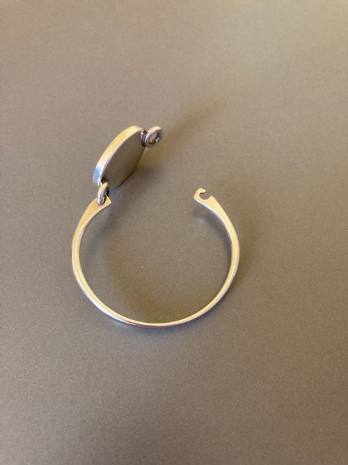 DANISH SILVER BANGLE WITH BLACK ONYX 1960S BY NIELS ERIK FROM - ADDITIONAL PHOTO 3