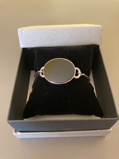DANISH SILVER BANGLE WITH BLACK ONYX 1960S BY NIELS ERIK FROM - ADDITIONAL PHOTO 4
