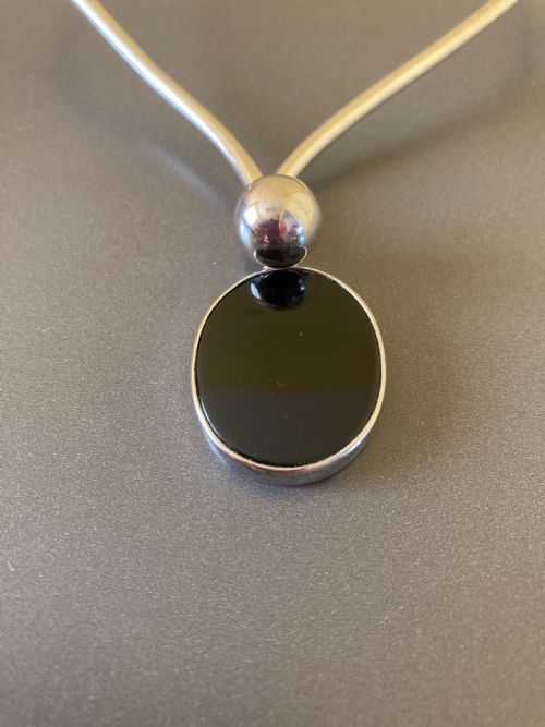 DANISH SILVER AND BLACK ONYX TORQUE 1960S BY NIELS ERIK FROM - ADDITIONAL PHOTO 1